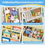 ikkle Kids Bookshelf and Toy Storage, Baby Bookcase with Movable Drawer | 3-Tier Toddler Montessori Toy Organizer & Sling Bookshelf, Nursery Book Shelves for Kids Rooms, Playroom, Bedroom, Classroom