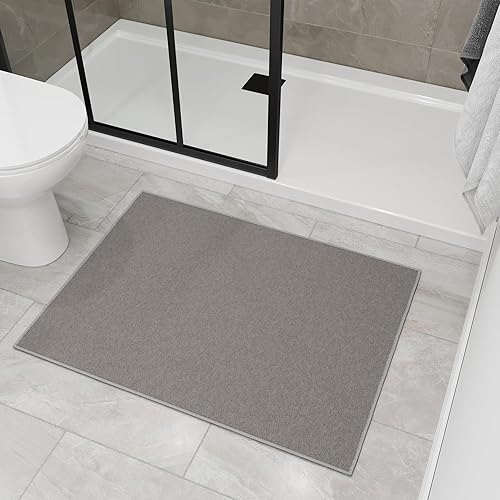 Miniatura 10 de Tapete unicolor y moderno con respaldo de goma antideslizante para entrada, cocina, habitación y baño, alfombra tradicional lavable a máquina, 2 x 3