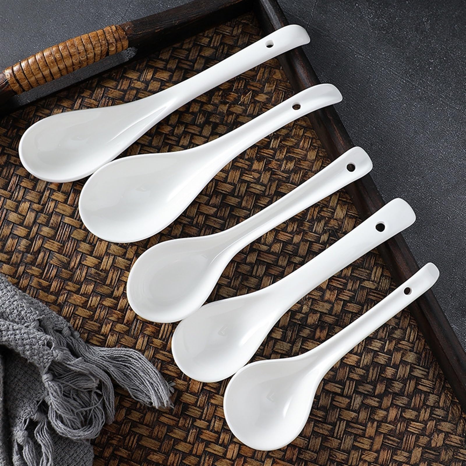 Asiatici Cucchiai Da Zuppa, Set Di 4 In Ceramica Cucchiai Da Zuppa