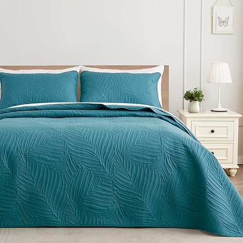 Exclusivo Mezcla Juego de ropa de cama tamaño Queen, edredones ligeros de color verde azulado tamaño Queen Matrimonial para todas las estaciones,
