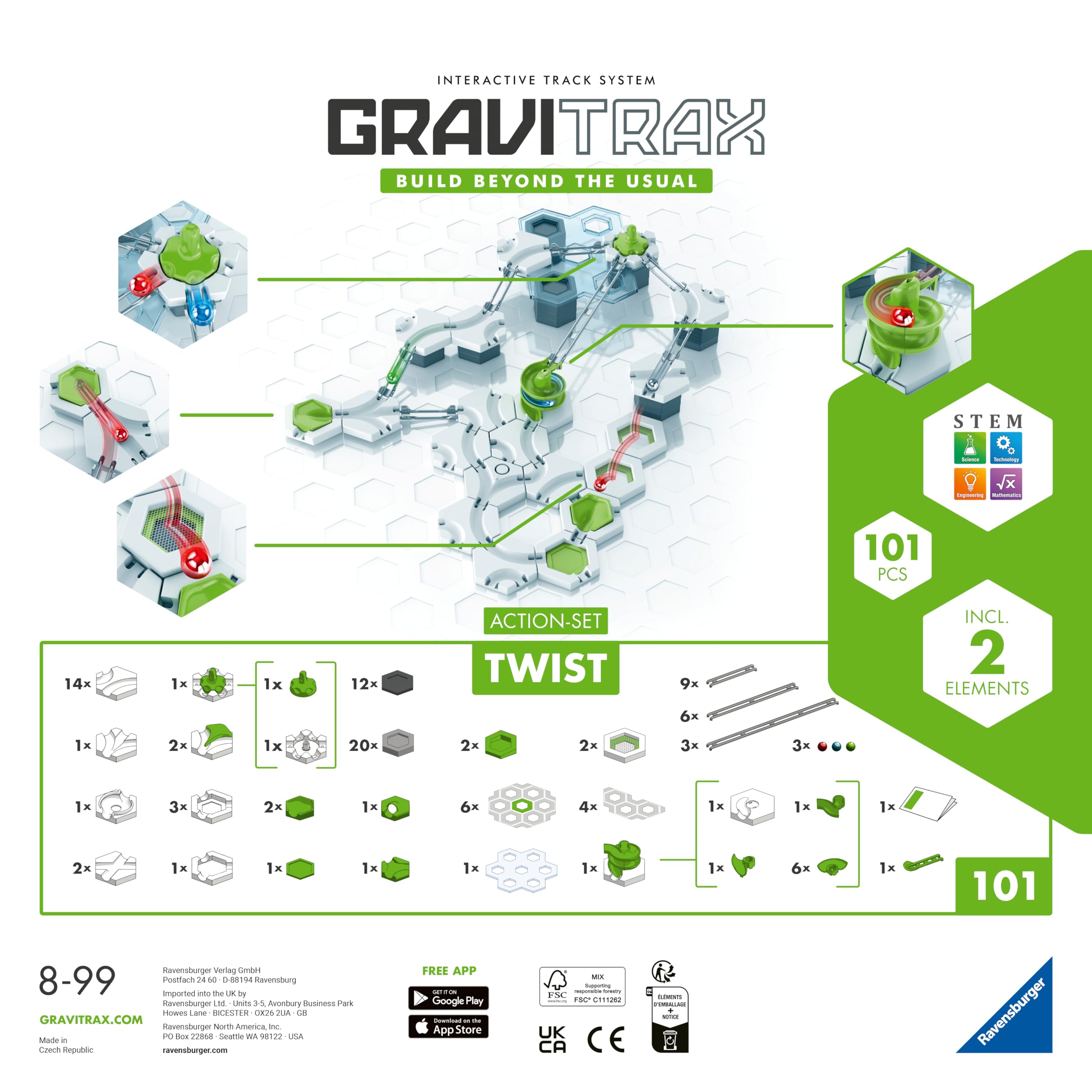 Ravensburger GraviTrax Starter Set – Circuit de Billes 101 Pièces avec Trampoline et Spirale – Jeu de Construction STEM – Piste à Billes Créative et Évolutive – Dès 8 Ans – Version Française