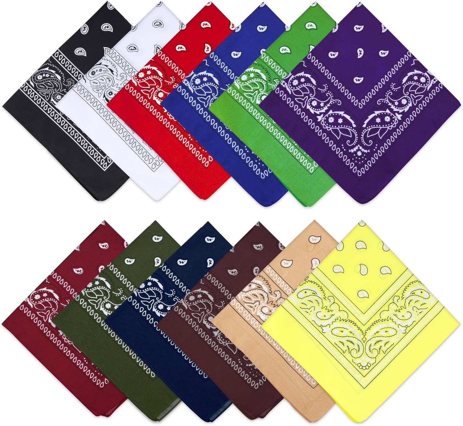 12 PCS Red Bandana for Men and Women, Cotton Paisley Cowboy Hair Bandana Scraf NeckerScraf HeadScraf Bulk
