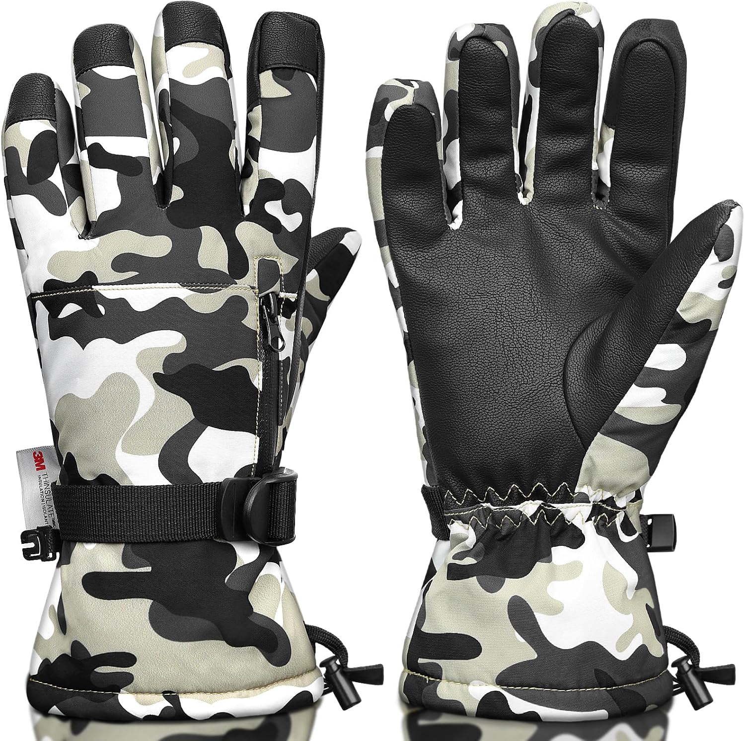 Snow Gloves,Touchscreen Ski Mittens,Warm Cold Weather Ski Gloves for Parent Boys Girls