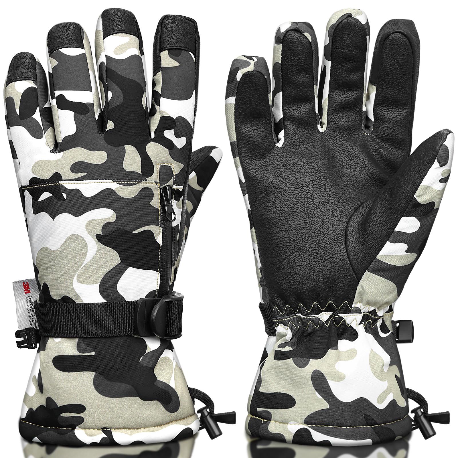 Ski Gloves,Snow Gloves Waterproof Winter Warm Cold Weather Touchscreen Gloves for Parent&amp; Child Kids Skiing,Snowboarding