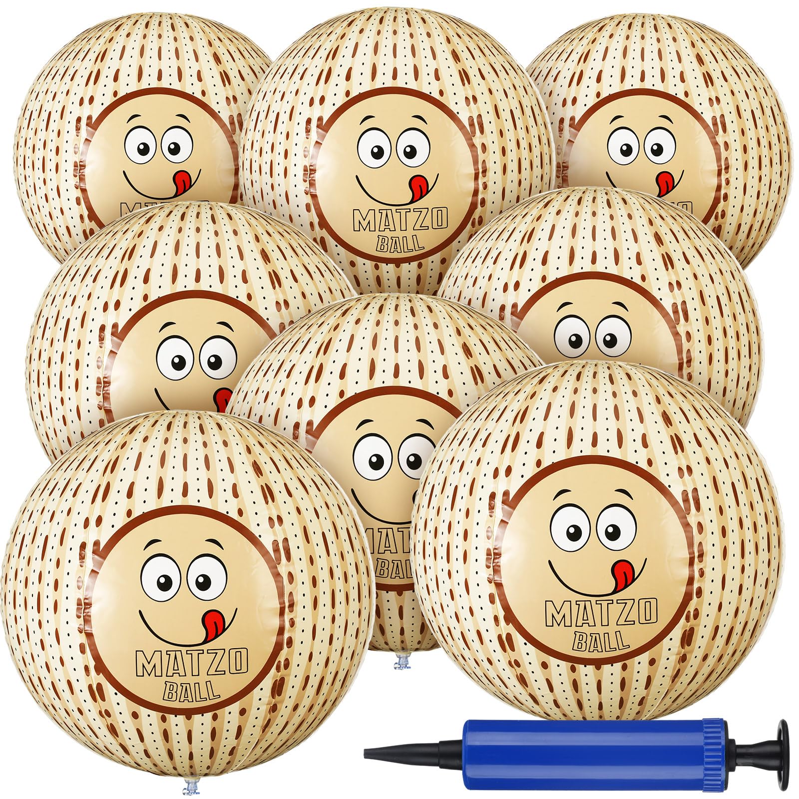 8 Pcs Passover Inflatable Matzah Ball, 12 Inch Blow up Bouncy Ball Passover Decorations Indoor Outdoor Play for Kids Playground Game Party Supplies