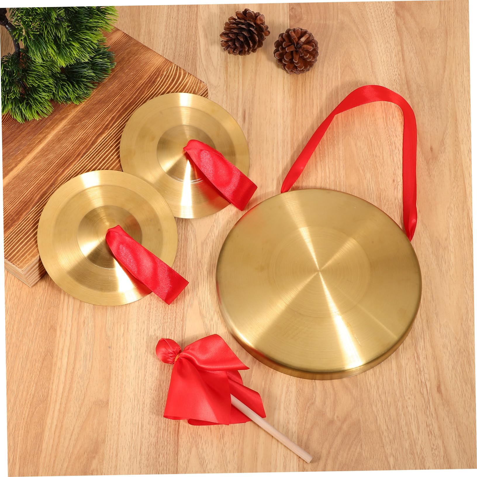Abaodam Ensemble De Percussion Gong Chinois En Cuivre 22 Cm Maillet Paire De Cymbales 15 Cm à Main Pour Orchestre Et Représentation Musicale