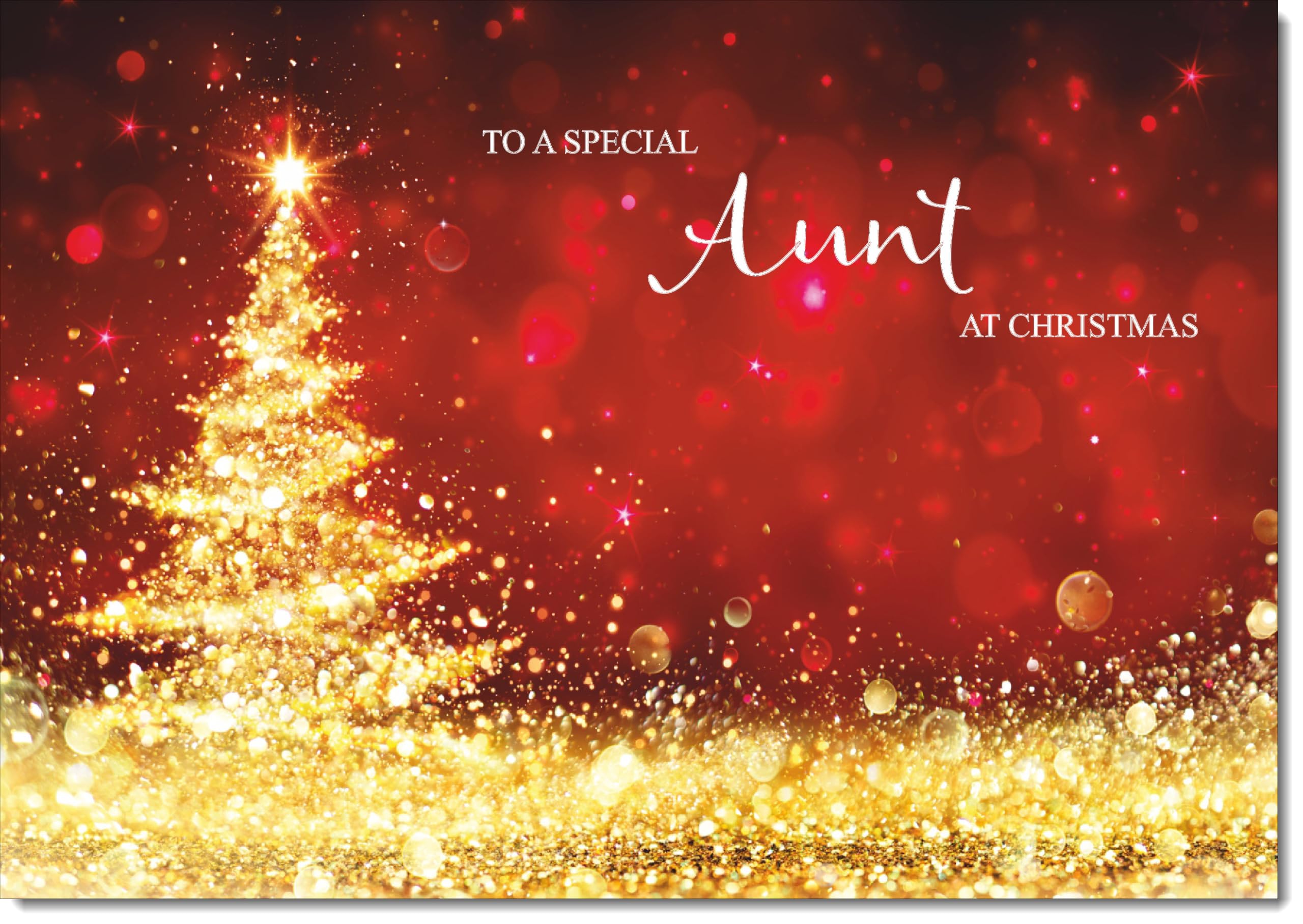doodlecards Aunt Christmas Card Gold Abstract ChristmasTree Large A4 Size Christmas Card for Aunt with Plain Envelope — image 1