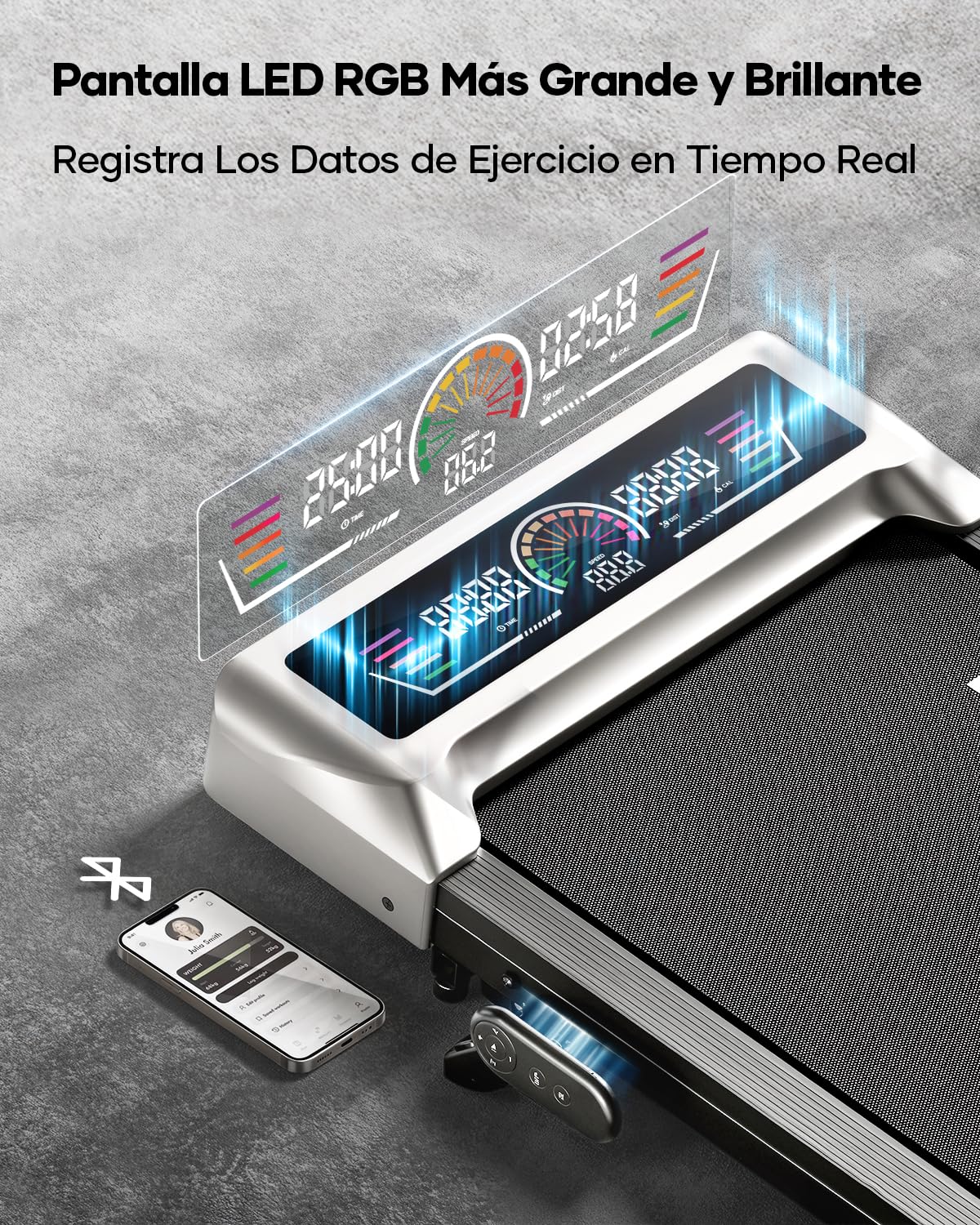 1-10km/h Tapis Roulant Salvaspazio, Tapis Roulant Elettrico con 10% Inclinazione, 3 Pendenza, 3.0HP Motore silenzioso, 4 in 1 sotto la scrivania Walking Pad, App e Telecomando, Ampio Display LED