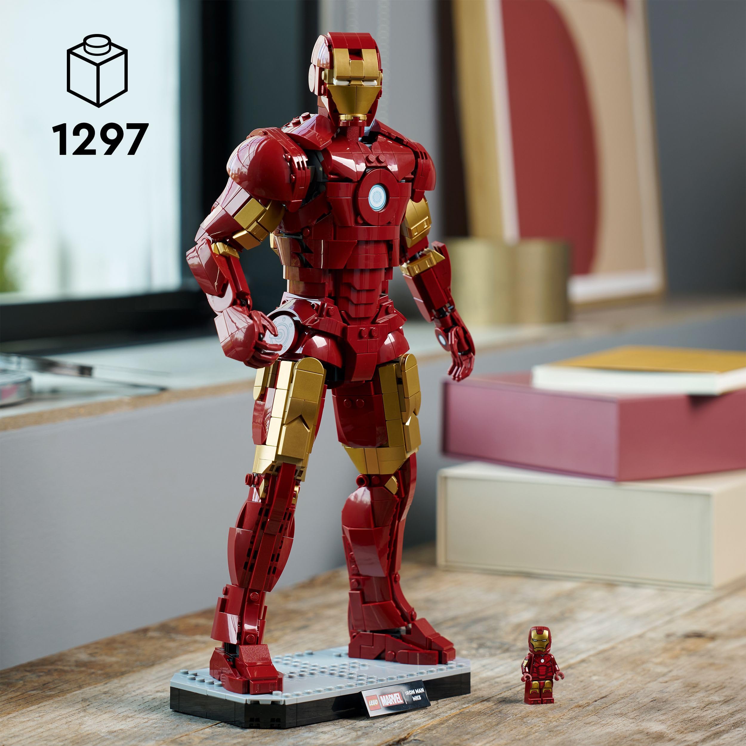 LEGO | Marvel Iron Man Mark 3 — edycja kolekcjonerska 76344 | Figurka kolekcjonerska, model do ekspozycji, prezent dla fana Marvela, dla mężczyzn i kobiet, 1297 elementów