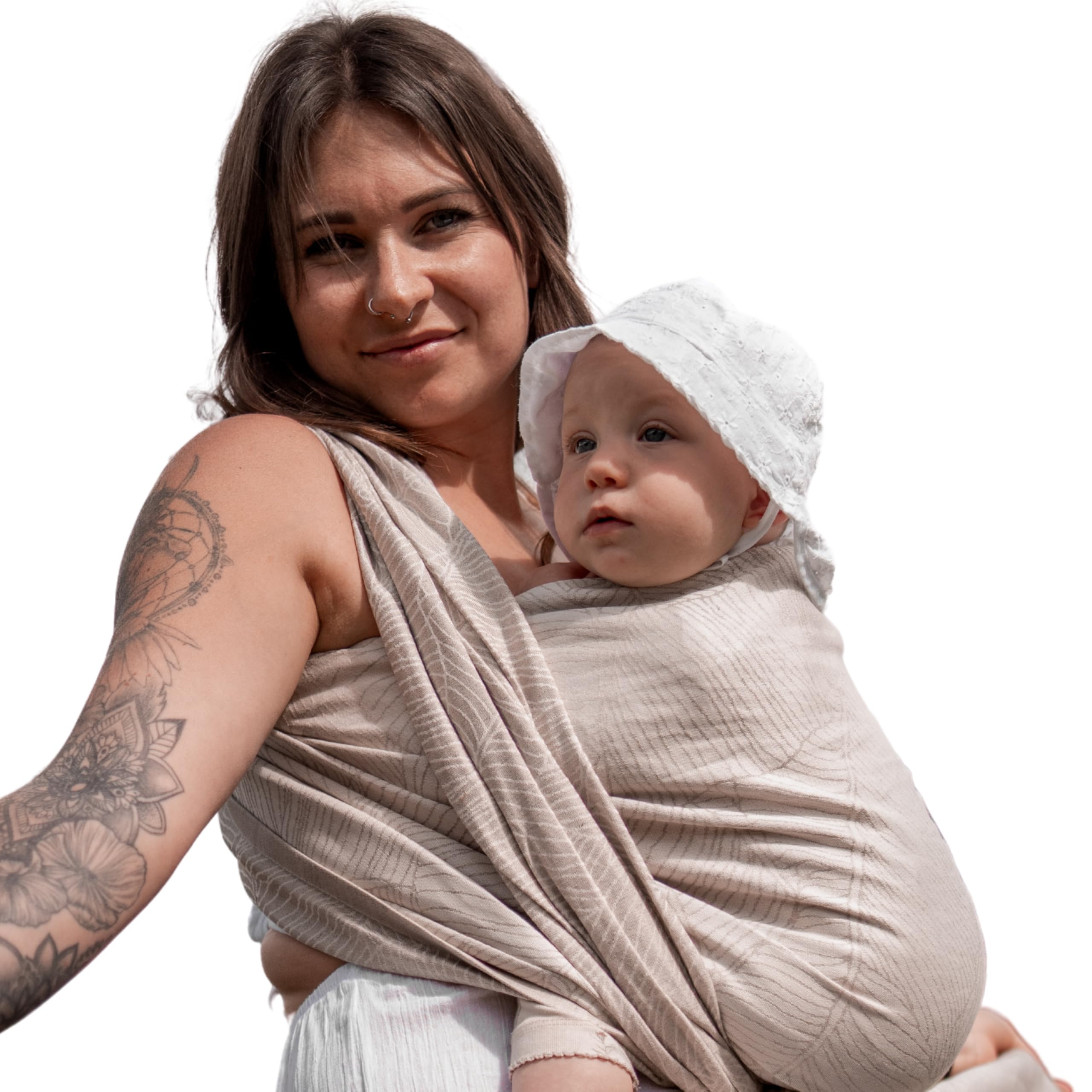 Hoppediz Woven Baby Sling from Birth, Newborn to Toddlers, Linen Mix kbA, Grenada Nature 4.6 m