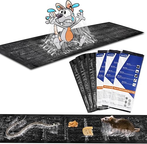 Paquete de 6 trampas grandes para ratas de 47 x 11 pulgadas, trampas adhesivas resistentes para ratones en interiores, trampas de serpiente extra