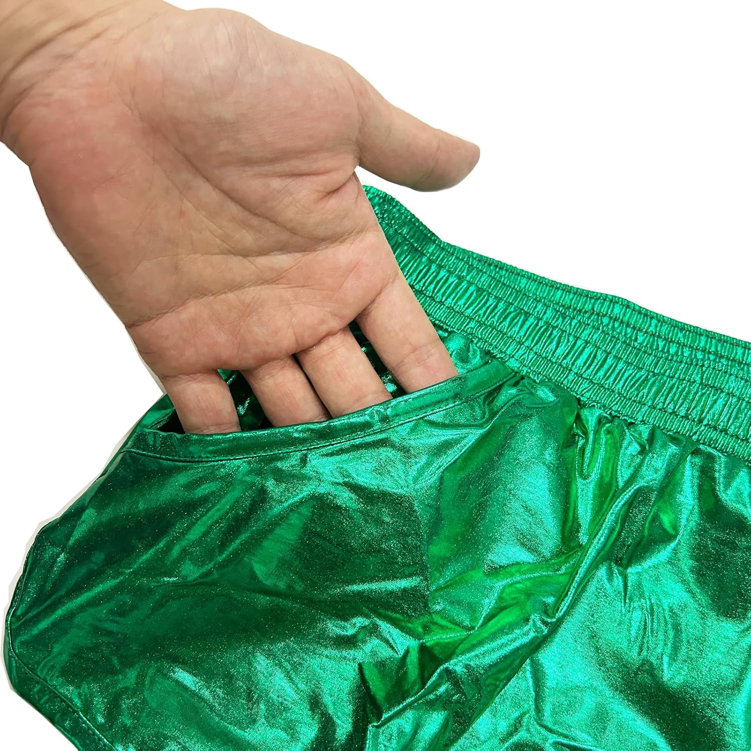 ZUYPSK Men's Boxer Shorts Underwear Holographic Metallic Low Rise Sport Loose Lounge Swim Trunks (Green, Large)