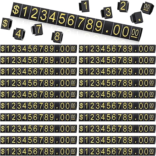 Qunclay Juego de 50 juegos de cubos de visualización de precios, número de letra, etiqueta de precio, bloques de cubo ajustables, soporte de