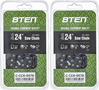 8TEN Full Chisel Chainsaw Chain 24 Inch .058 3/8 84DL for Husqvarna 455 Rancher 372XP Jonsered 2065 Poulan (2 Pack)