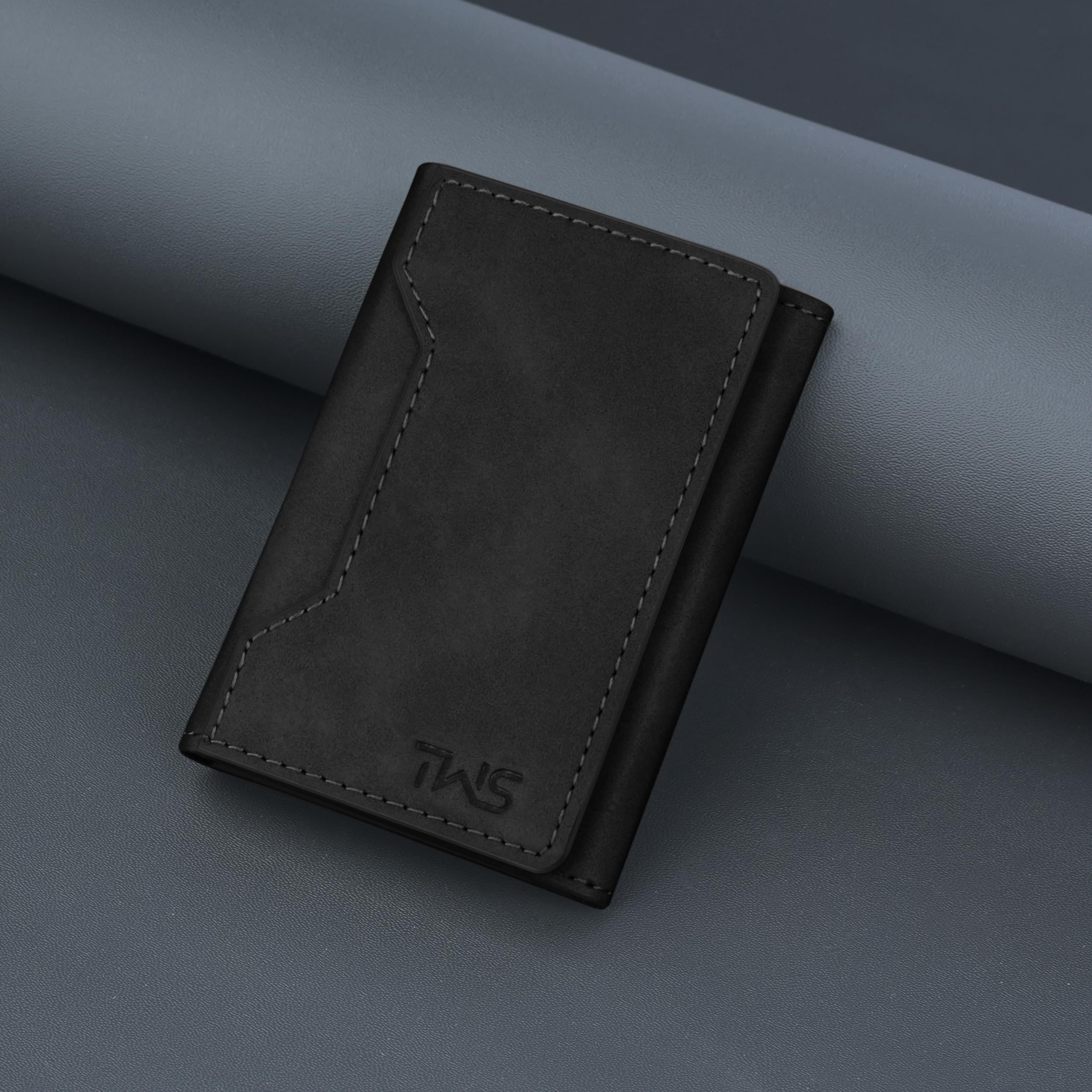 The Wallet Store Magna Suede Vegan Leather Cardholder (Black)