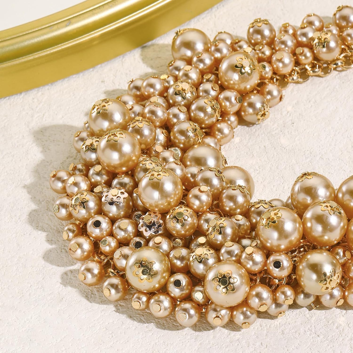 Bocar Statement Cluster Pearl Beaded Chunky Collar Necklace for Women Gift (NK-10768)