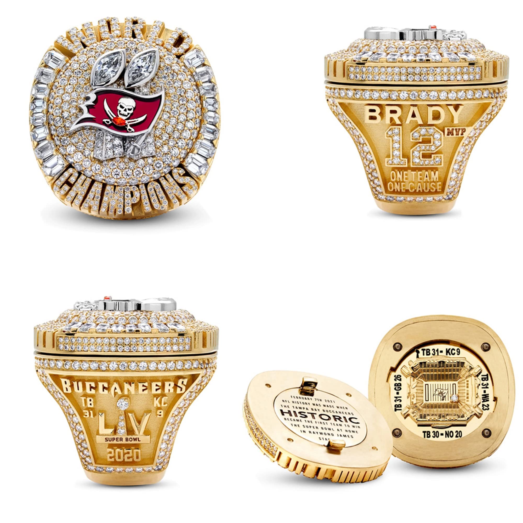 Q&N Tampa Bay Championship Ring 2021 NFL Super Bowl Ring Dr. Brady Replica Anillo con Caja de Exhibición