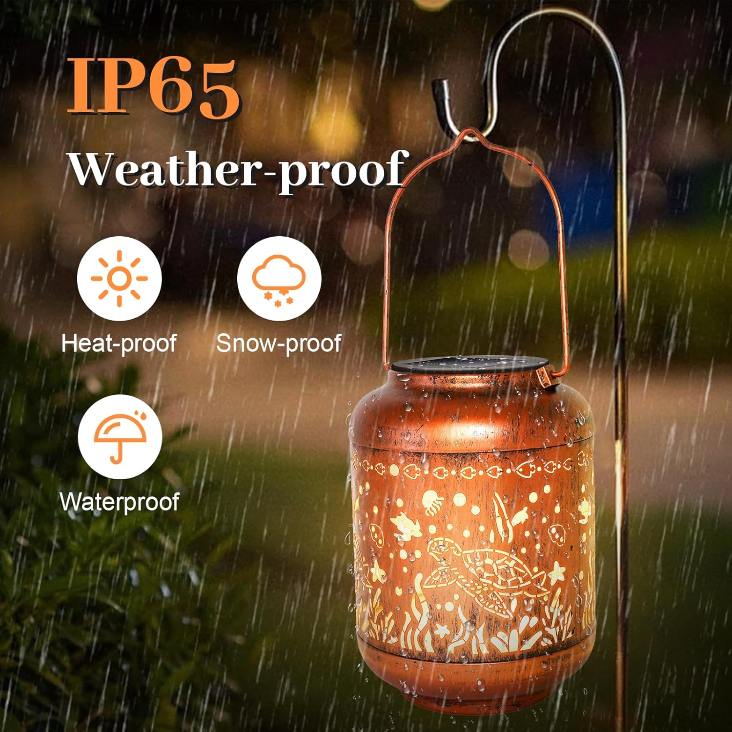 Solar Lanterns Outdoor Waterproof Sea Turtle Gifts for Garden Decor Gifts for Women Mom Grandma Hanging Metal Solar Lights Birthday Mothers Day Ornament Outside for Yard, Patio,Pathway - Image 6