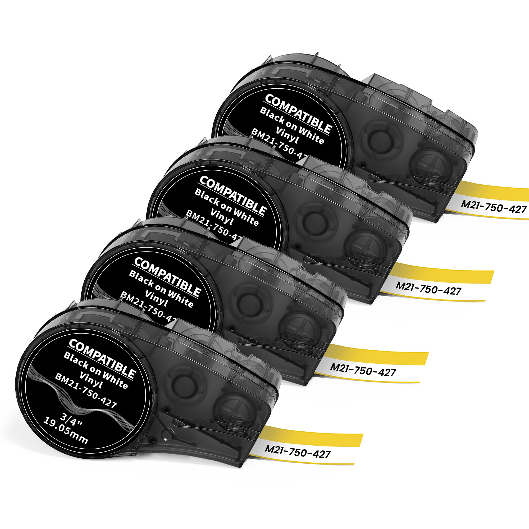 4 Pack Compatible M21-750-427 Self-Laminating Wire Wrap Label Tape, 0.75" W x 14' L (19.05 mm x 4.27 m), Vinyl Wire & Cable Lables for Control Panels/