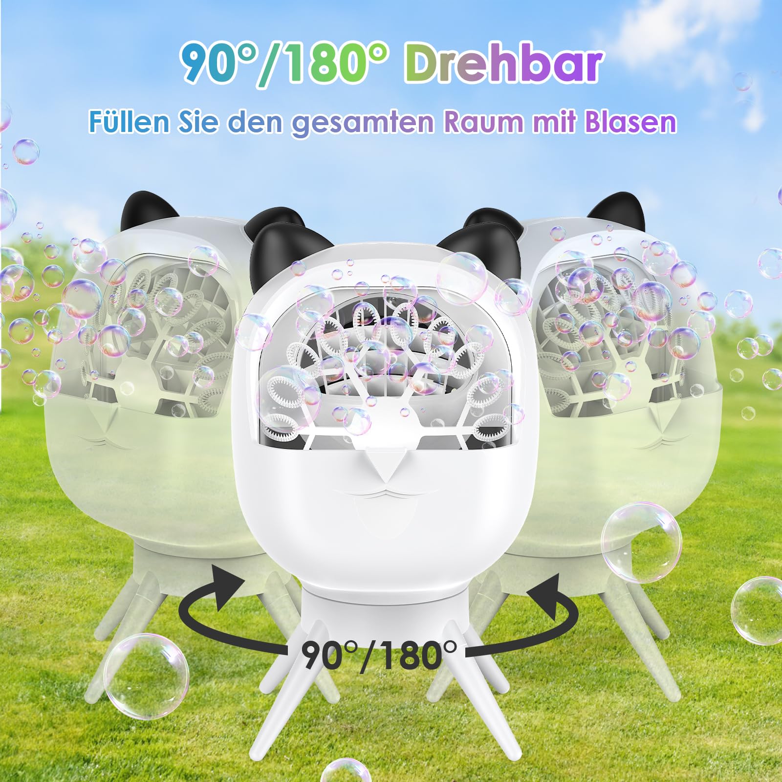 bedee Seifenblasenmaschine Automatische Blasenmacher für Kinder: Blasenmaschine 18000 Seifenblasen Pro Min mit 500ml Tank Tragbare Blasenspielzeug mit 90°/180° Drehung für Party Hochzeit Geburtstag