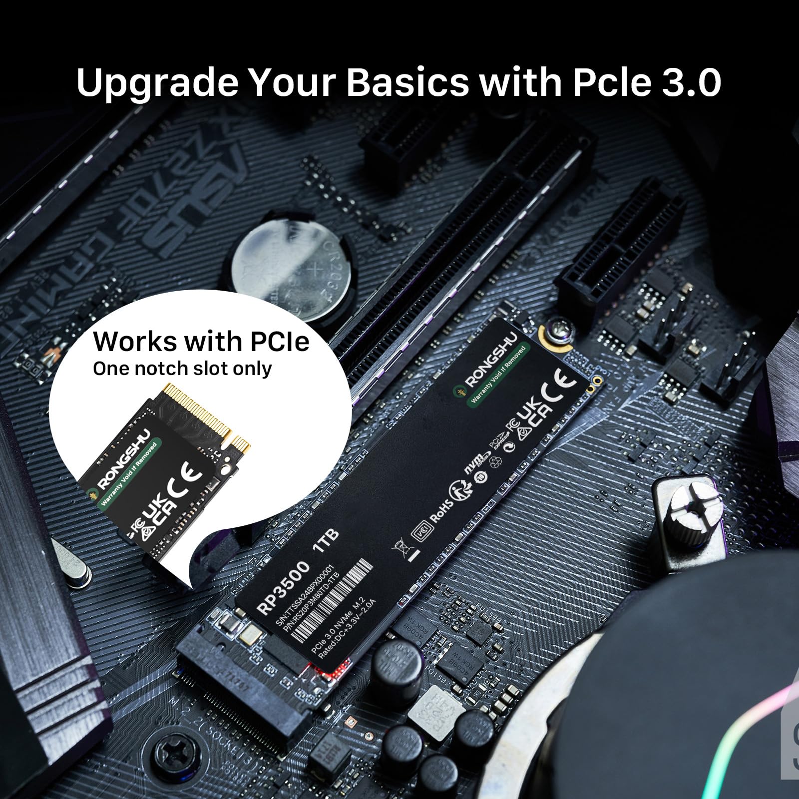 SSD NVMe M.2 PCIe 3.0×4 1To, Lecture Jusqu'à 3 500 Mo/s, Format M.2 2280, Disque Dur Interne TLC NAND 3D avec Cache SLC - Compatible Ordinateurs Portables et PC de Bureau