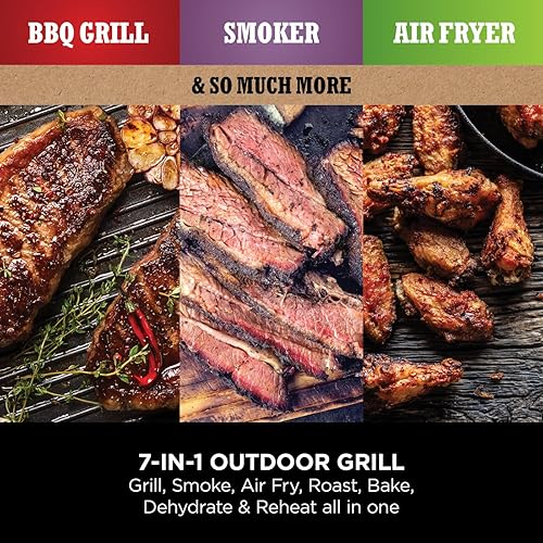 Ninja Woodfire Electric BBQ Grill & Smoker, 7-in-1 Outdoor Grill & Air Fryer, Roast, Bake, Dehydrate, Uses Woodfire Pellets, Weather Resistant, Non-Stick, Portable, Electric, Grey/Black, OG701UK - 3