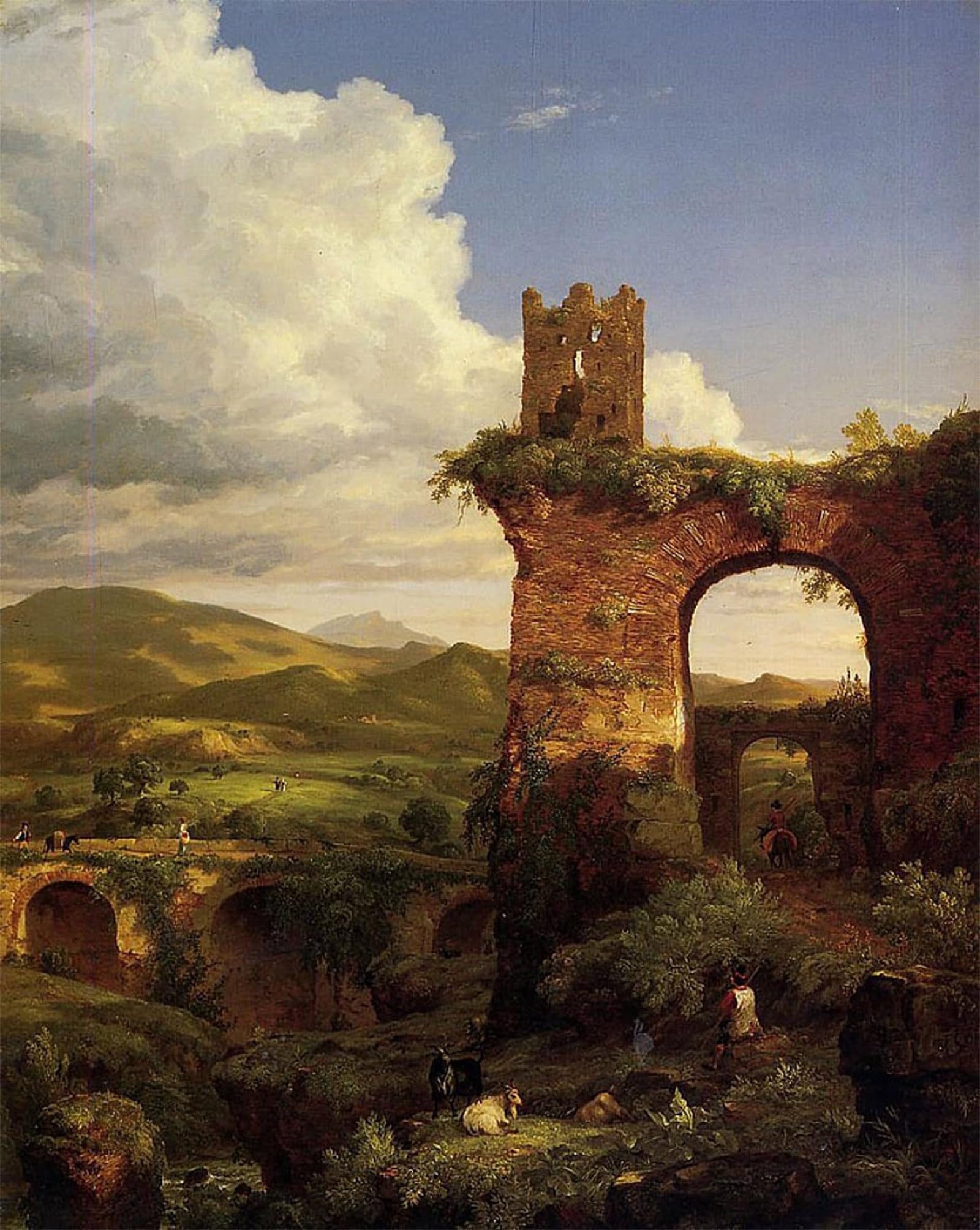 SERENDIPITP Vintage Picture Print on Canvas Wall Art Poster Arch of Nero by Thomas Cole Artwork Print Poster for Wall Decor 60x90cm