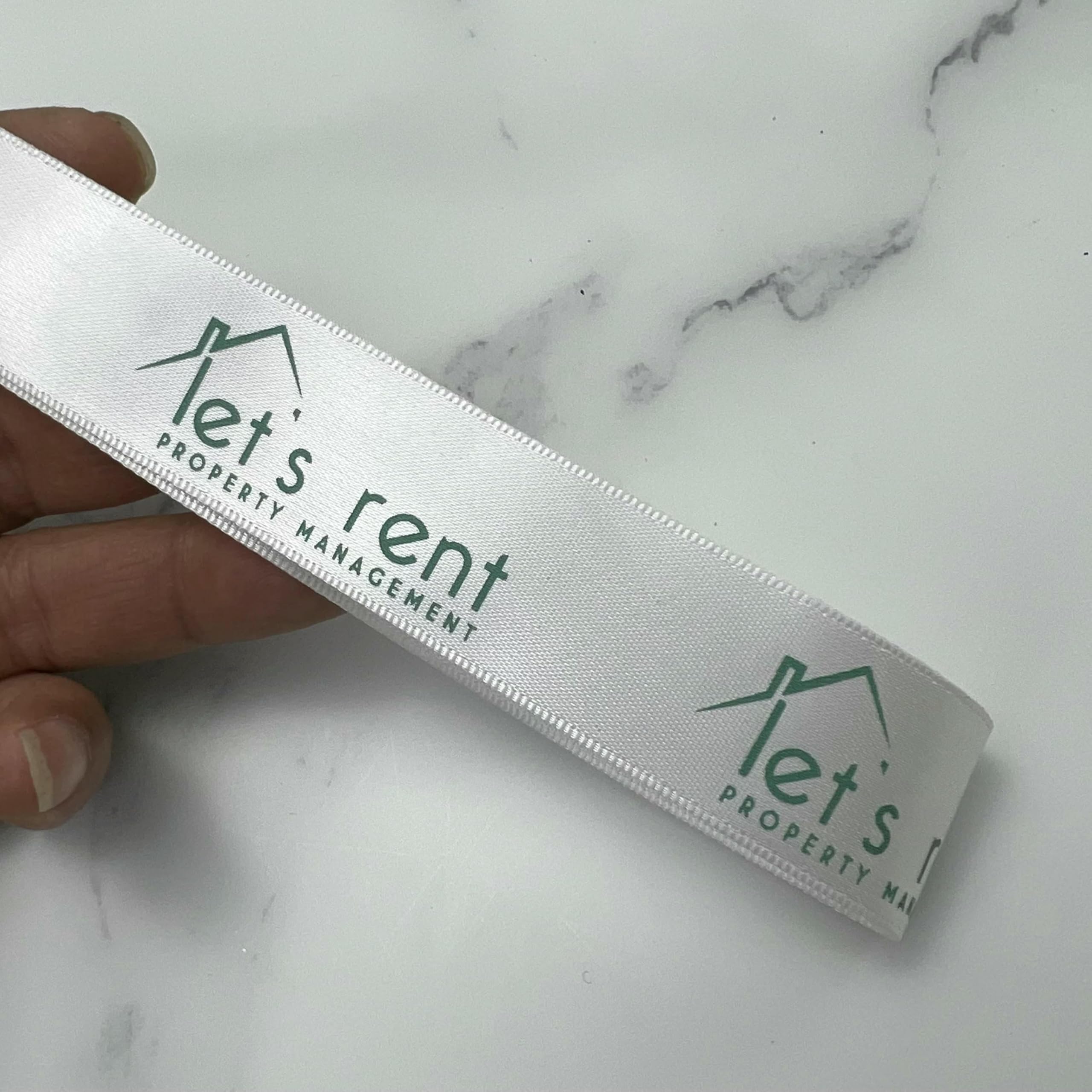 Cintas de satén con logotipo impreso (10 mm a 32 mm, 100 yardas) - Serigrafía - 16 mm x 100 yardas