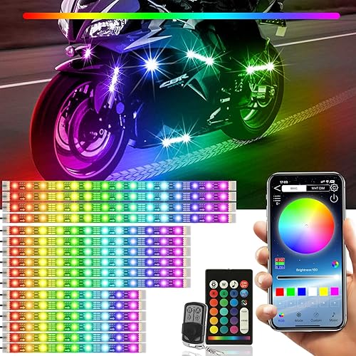 Miniatura 1 de SUNPIE Kit de luces LED para motocicleta, kit de luces LED con modo de color mejorado, kit de bajo brillo para motocicleta con luces RGB  frenogiro