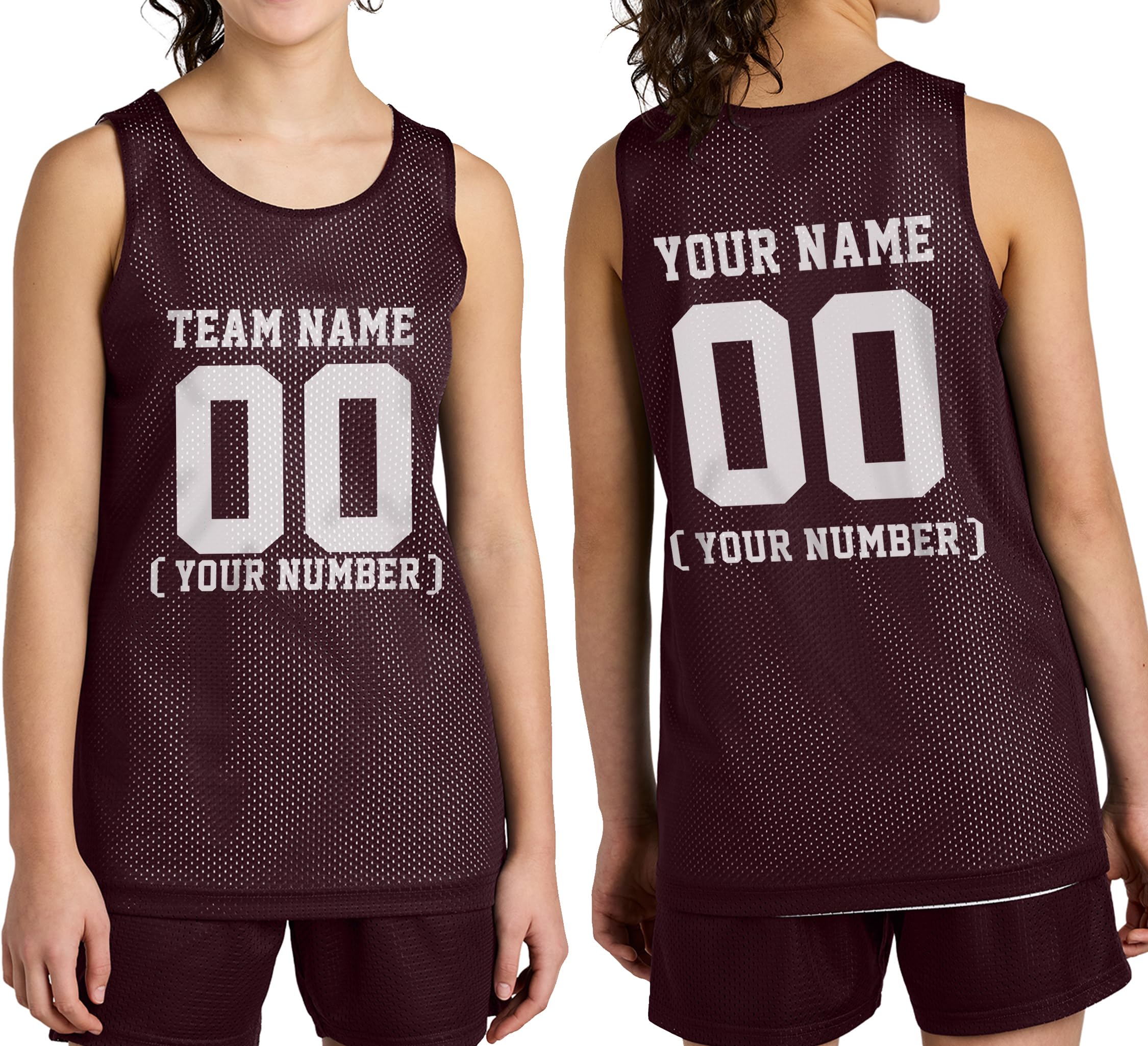 Custom Team Basketball Jersey with Your Custom Name and Number Youth Sports Tee Maroon