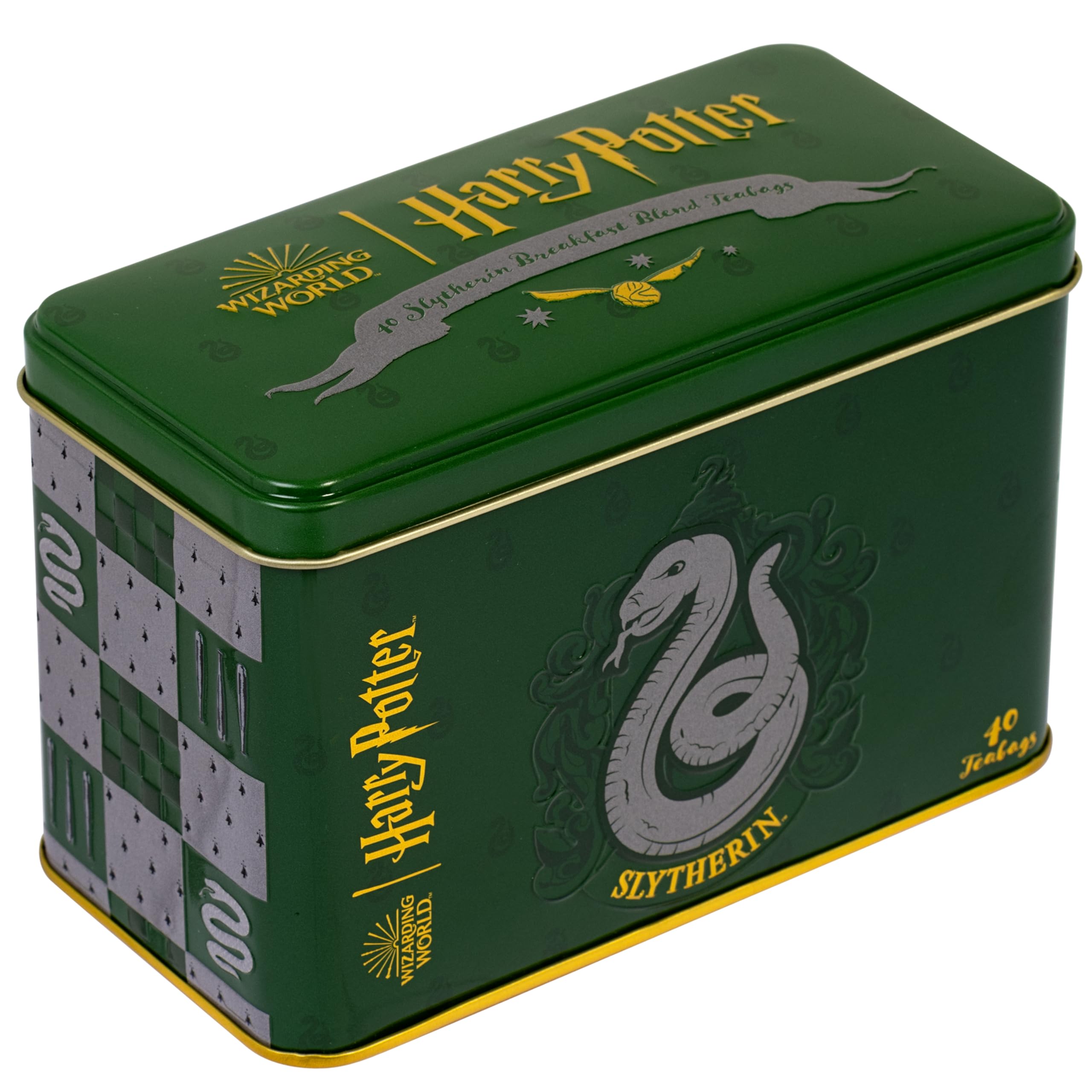 New English Teas Official Harry Potter Slytherin Crest Tea Caddy with 40 English Breakfast Teabags