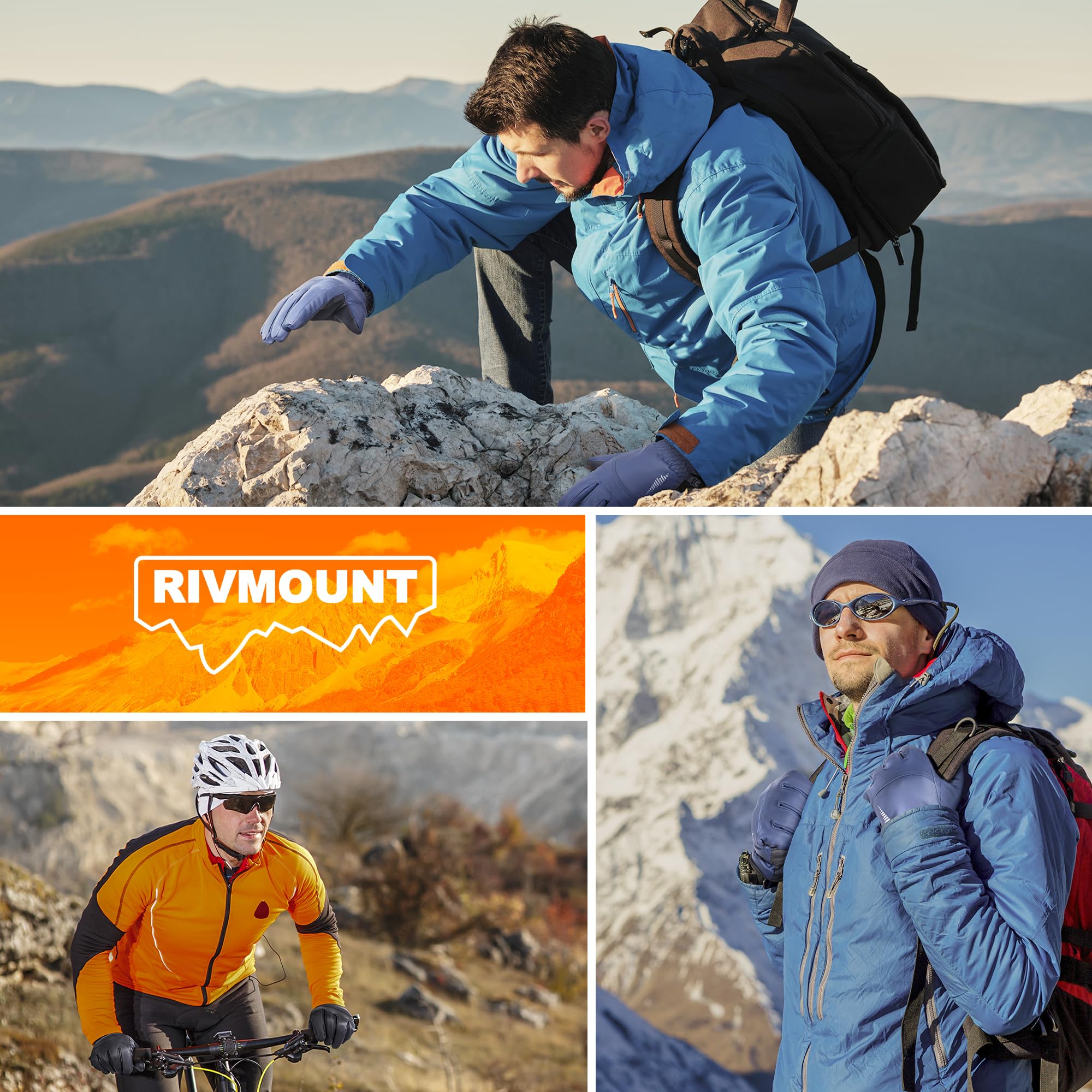 rivmount Guanti invernali da uomo donna, impermeabili guanti caldi da sci guanti antivento termici RSG601