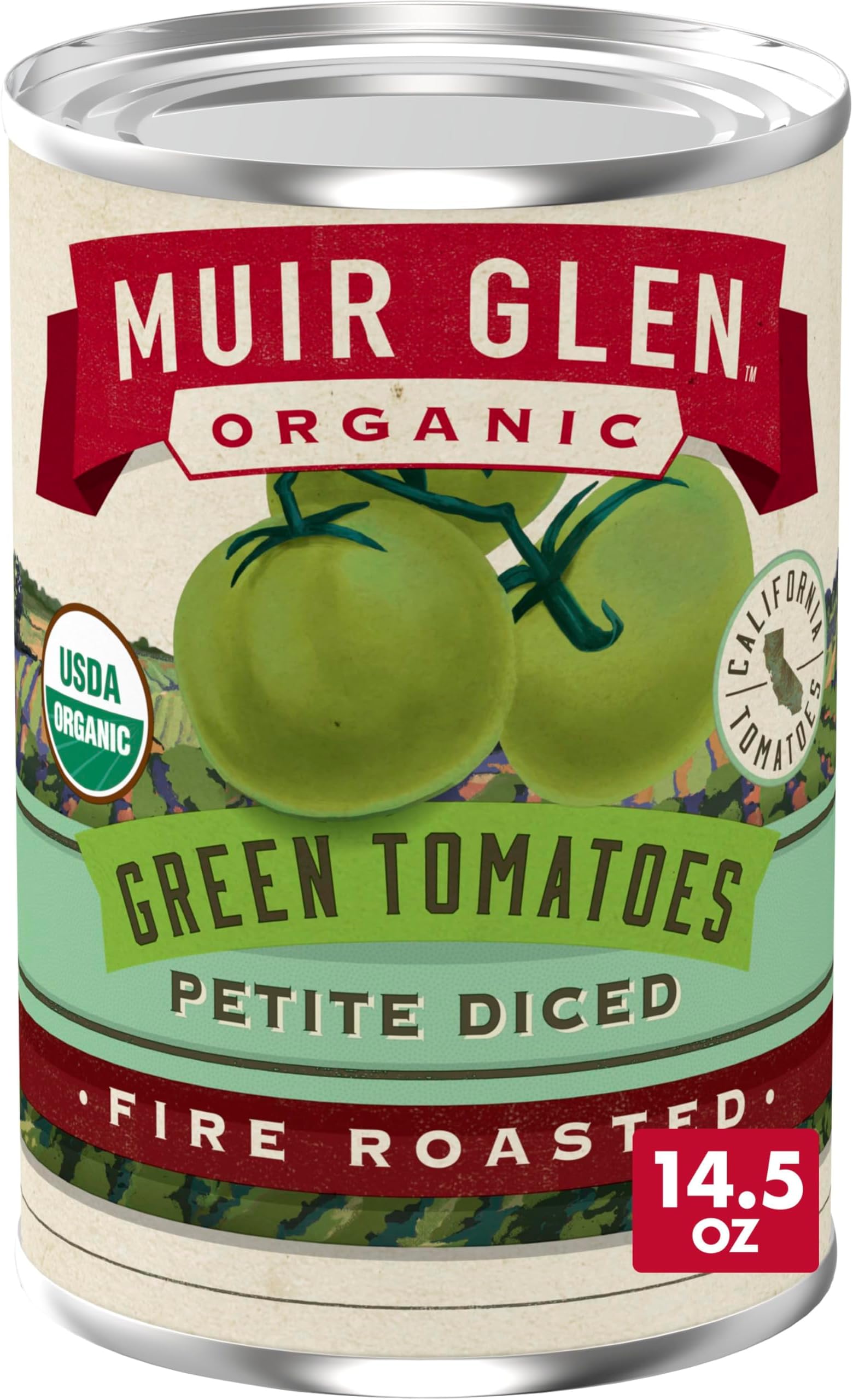 Muir Glen Organic Petite Diced Fire Roasted Green Tomatoes, 14.5 oz