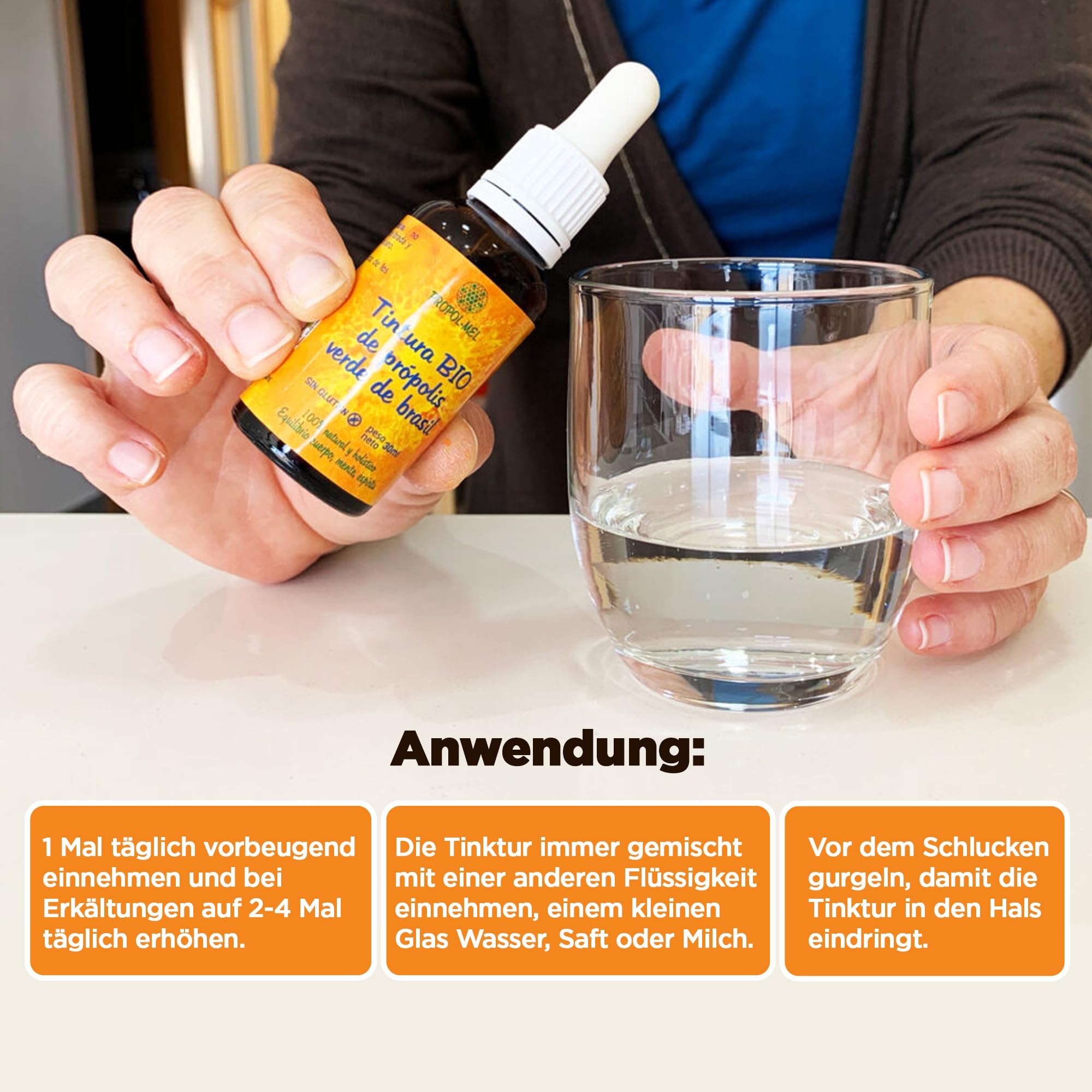 Brasilianischer grüner Propolis-Flüssigextrakt 30 ml – BIO. Urtinktur. 100% natürlich, glutenfrei, 25% Gewicht/Volumen.
