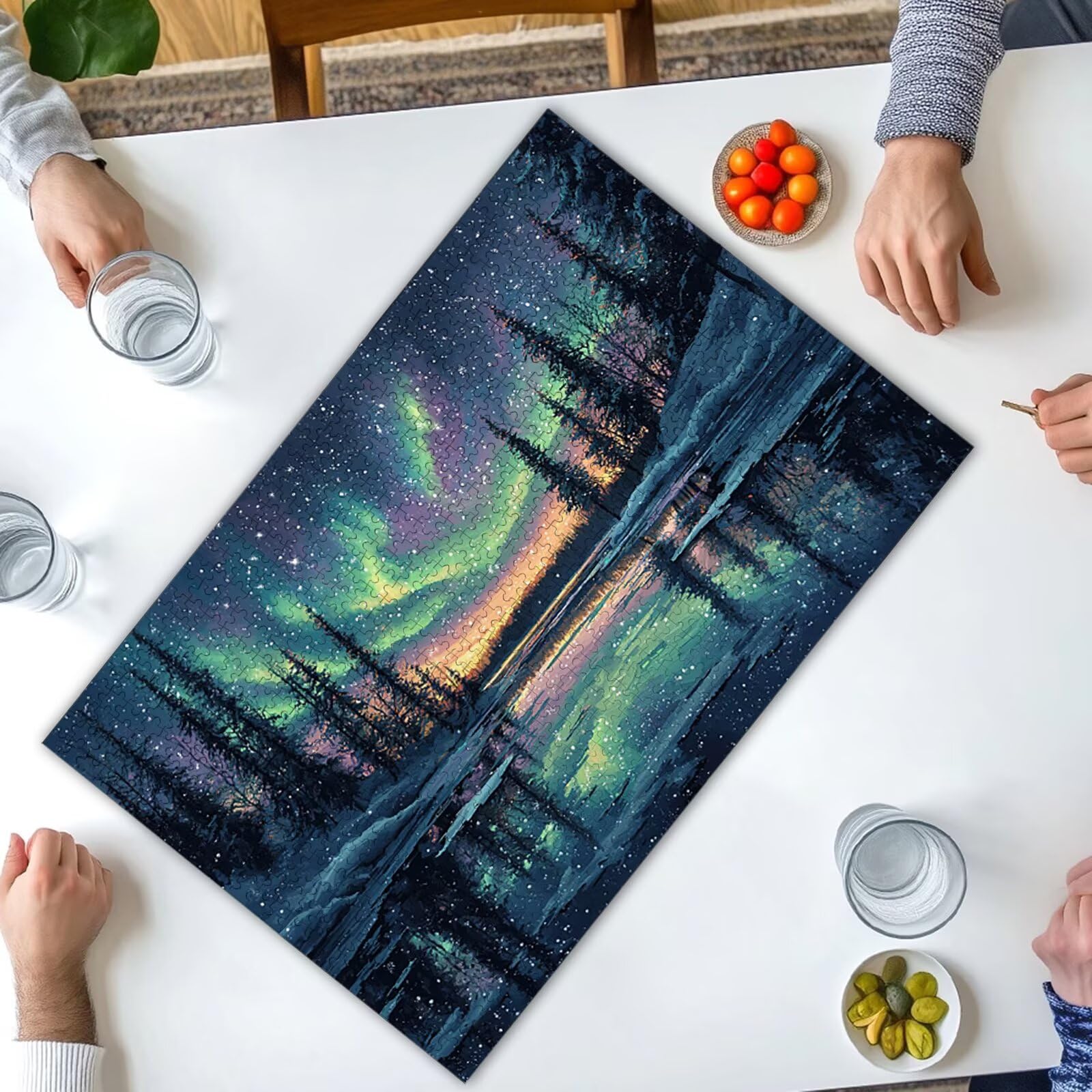 Puzzle 4000 sztuk Aurora, Starry Night Drewniane Puzzle dla dorosłych, puzzle z wykwintnym opakowaniem, rodzinne gry edukacyjne, puzzle do wystroju domu, prezent dla kobiet, prezent dla mężczyzn P-24