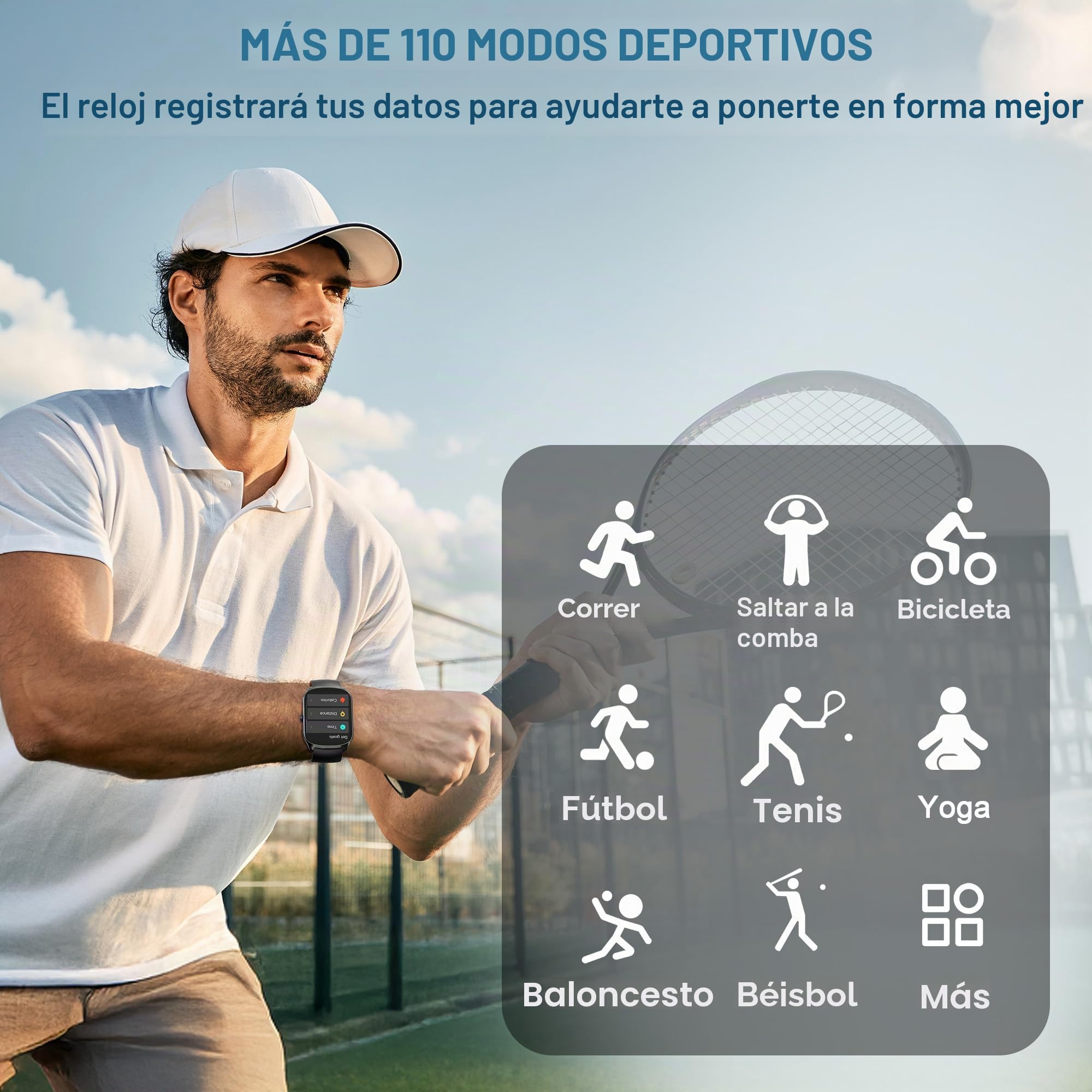 STECEi Smartwatch Hombre Mujer, Pantalla Curva HD de 1,95", Reloj Inteligente con Contestar/Realizar Llamadas, 112 Modos Deportivos, Podómetro/Sueño/Frecuencia Cardíaca, IP68 Sumergible, Negro