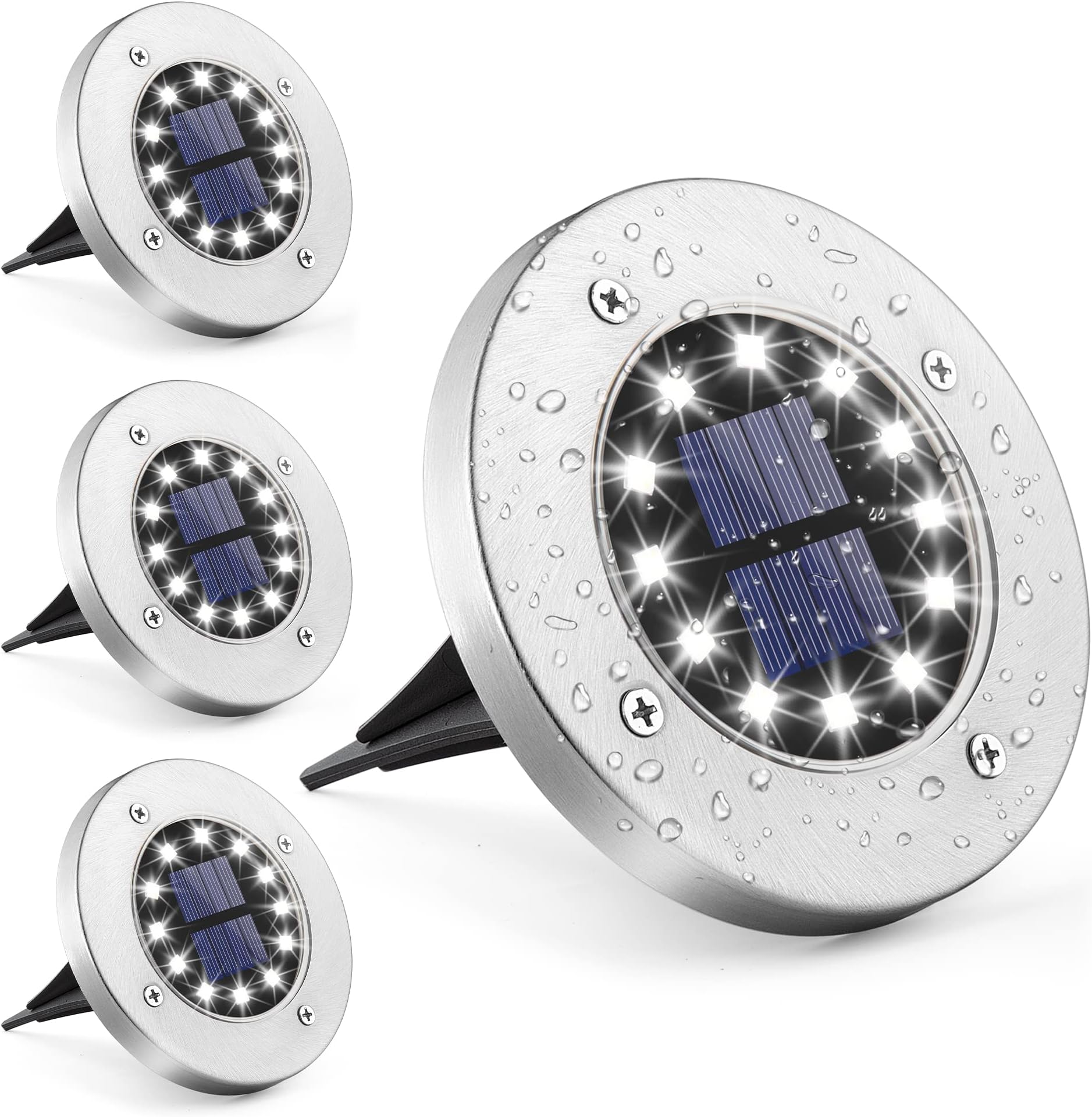 Solpex Solar Bodenleuchten Solarleuchte für Garten 12 LEDs 4 Stück