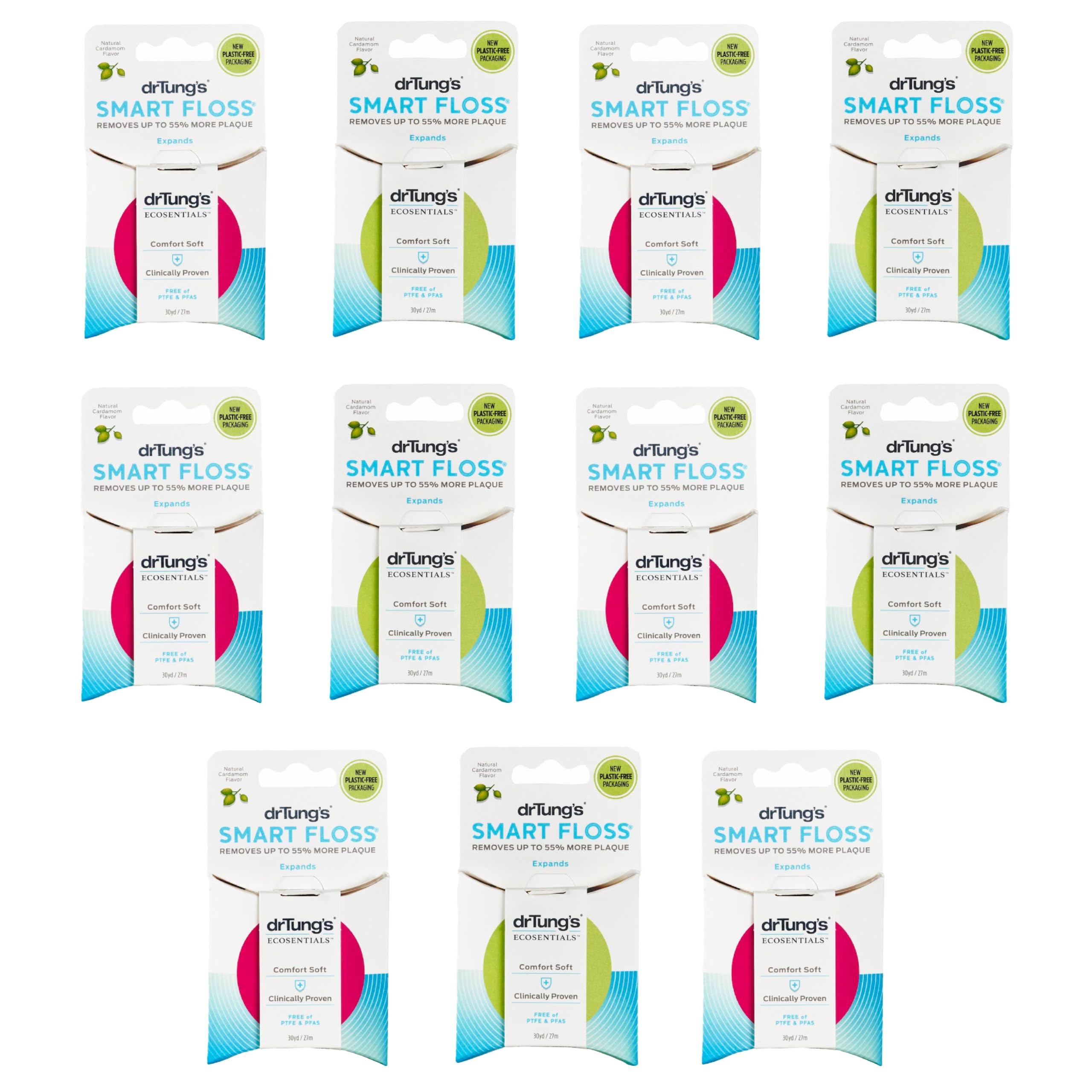 Dr. Tung's Smart Floss, 30 yds, Natural Cardamom Flavor 1 ea Colors May Vary (Pack of 11)