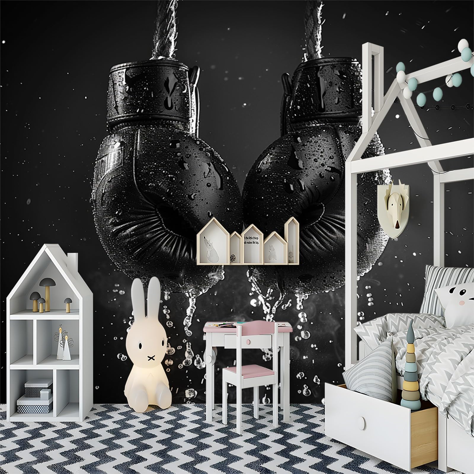 Générique Papier peint intissé Photo Mural Gants De Boxe Moderne Toison Salon Chambre à Coucherr Salle La Chambre des enfants- Muraux Tapisserie Photo - Esthétique Sportive 250 x 175 cm