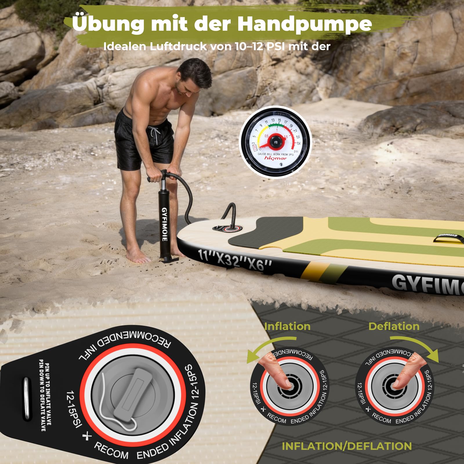 Gyfimoie 335 cm Premium Stand Up Paddling Board Set, SUP Board Set, Hinchable, con soporte universal para cámara, accesorios completos, remo ajustable, para principiantes, avanzados