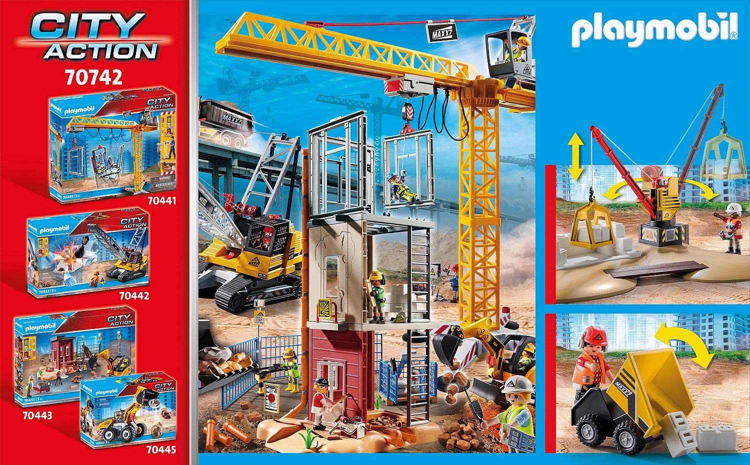PLAYMOBIL City Action 70742 Chantier avec Camionnette A partir de 4 Ans