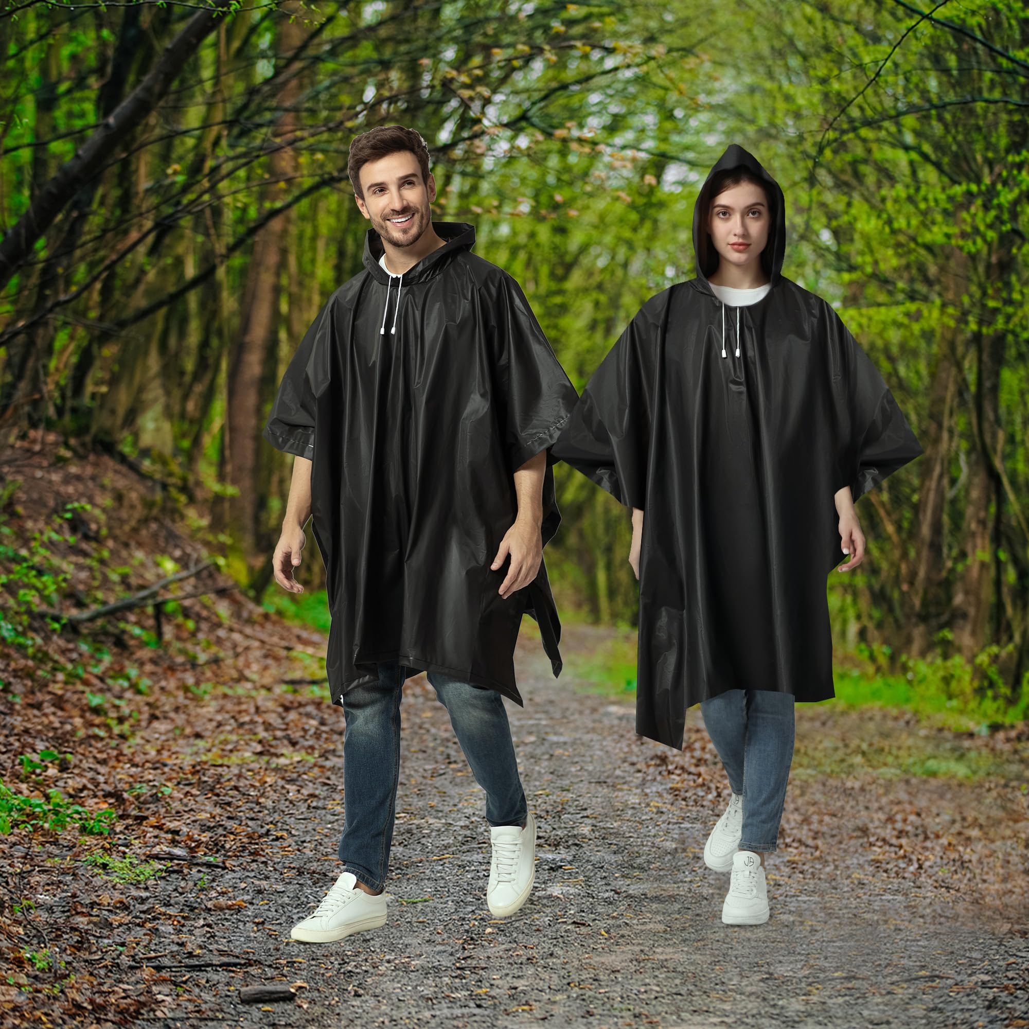 Opret Chubasquero para Mujer y Hombre Impermeable, 2 Piezas Poncho Impermeable Plegable, Reutilizable con Capucha, Poncho de Lluvia Unisex para Viajes, Picnic,Trekking y Camping Senderismo