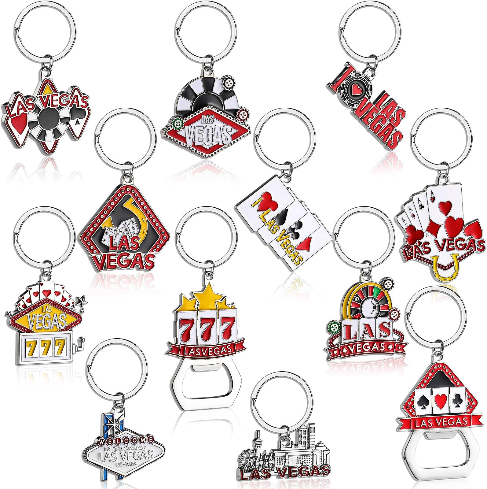 Landical Las Vegas Metal Keychain Gifts Souvenirs for Las Vegas Party(12 Pcs)