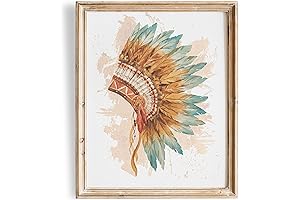 Native American Headdress Decor Wall Art Print - Unframed