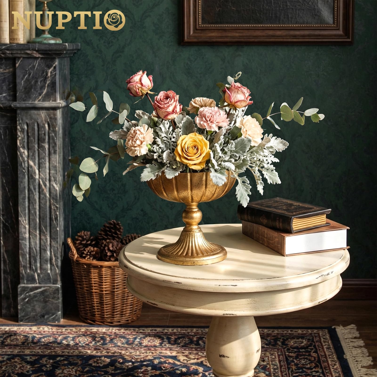 Amazon.co.jp: NUPTIO ゴールドコンポート花瓶センターピース用:高さ8