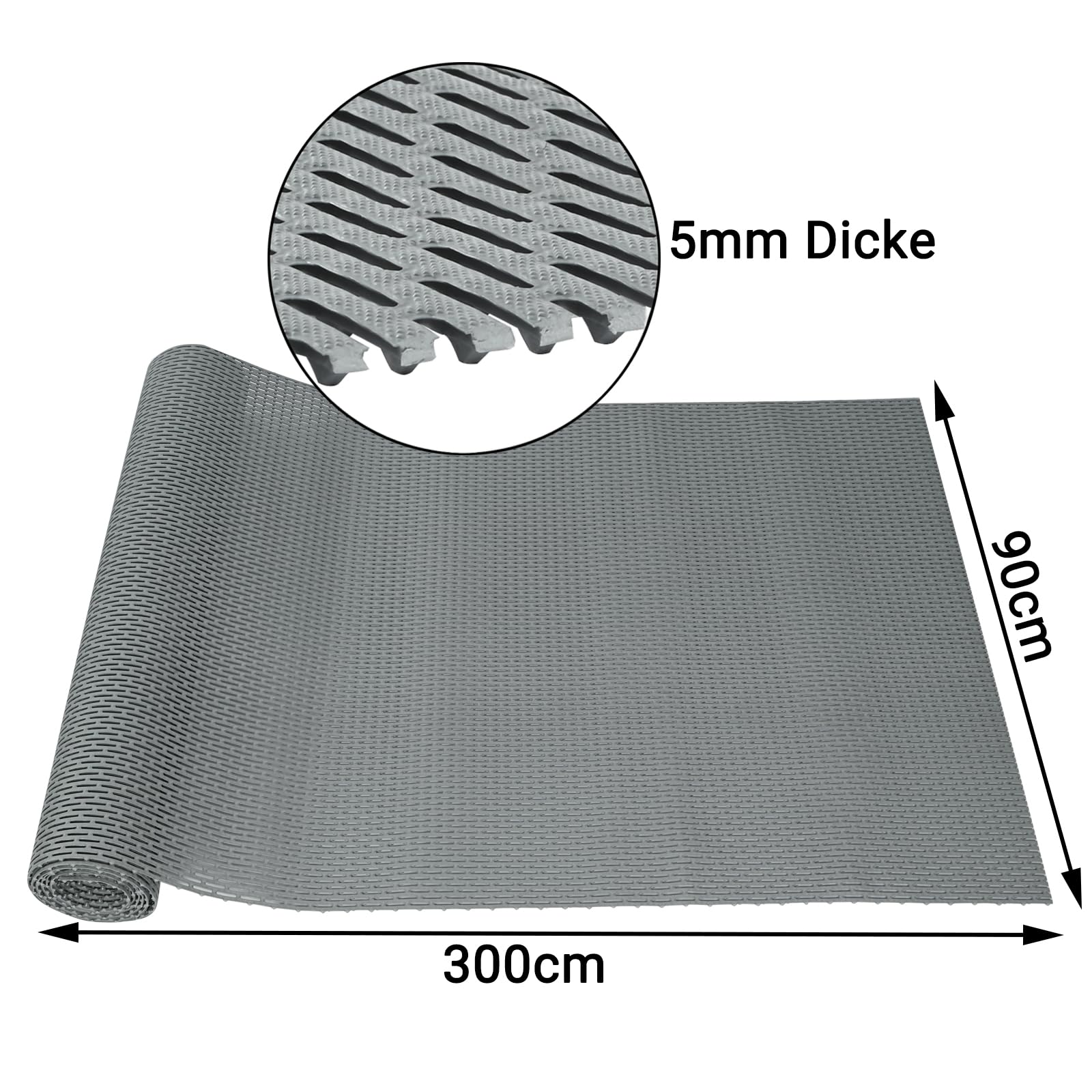 tonchean Tappetino per drenaggio, antiscivolo, per ambienti bagnati, drenaggio, 90 x 300 cm, in PVC, per esterni, antiscivolo, spessore 5 mm