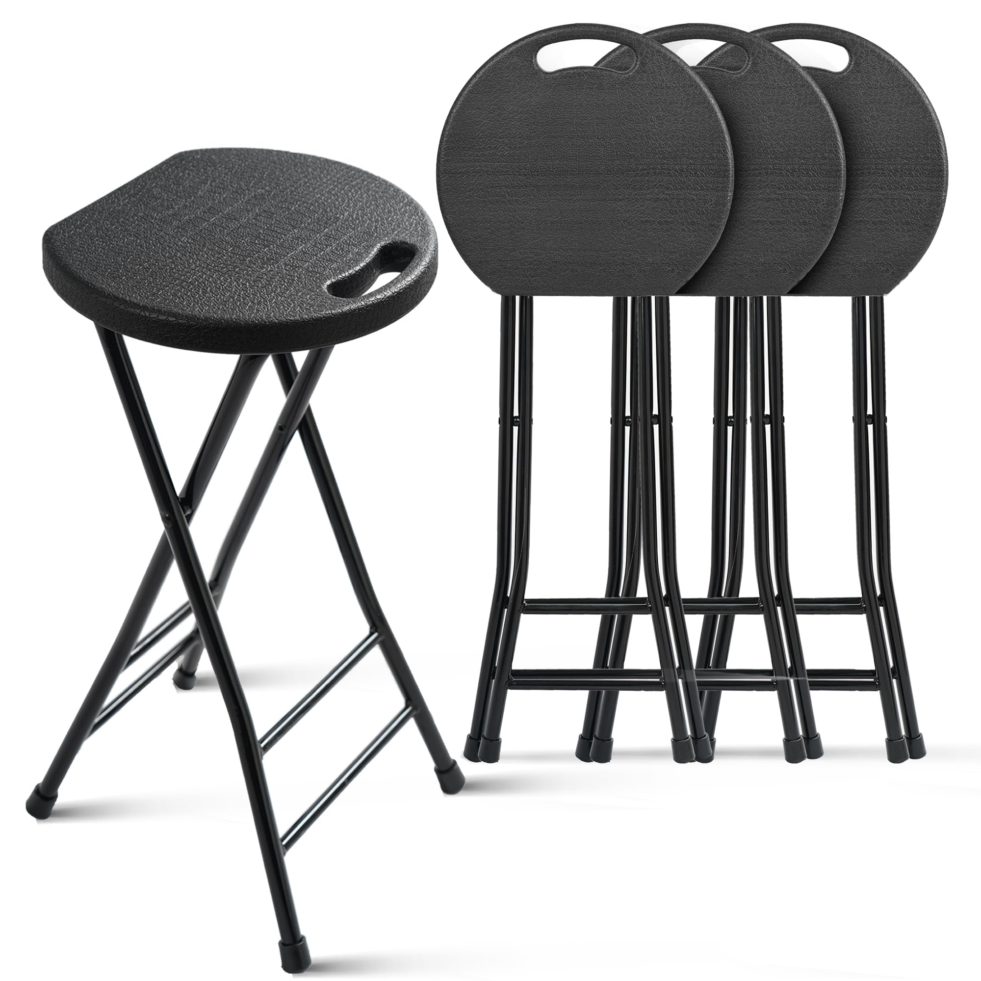 COOZMENT 24-Inch Folding Stool with Handle, Folding Bar Stool with Non-Slip Feet,Folding Chair,Indoor and Outdoor Foldable Stool for Adults,500 lbs Capacity,Kitchen,Game Room(13"×11.5"×24")
