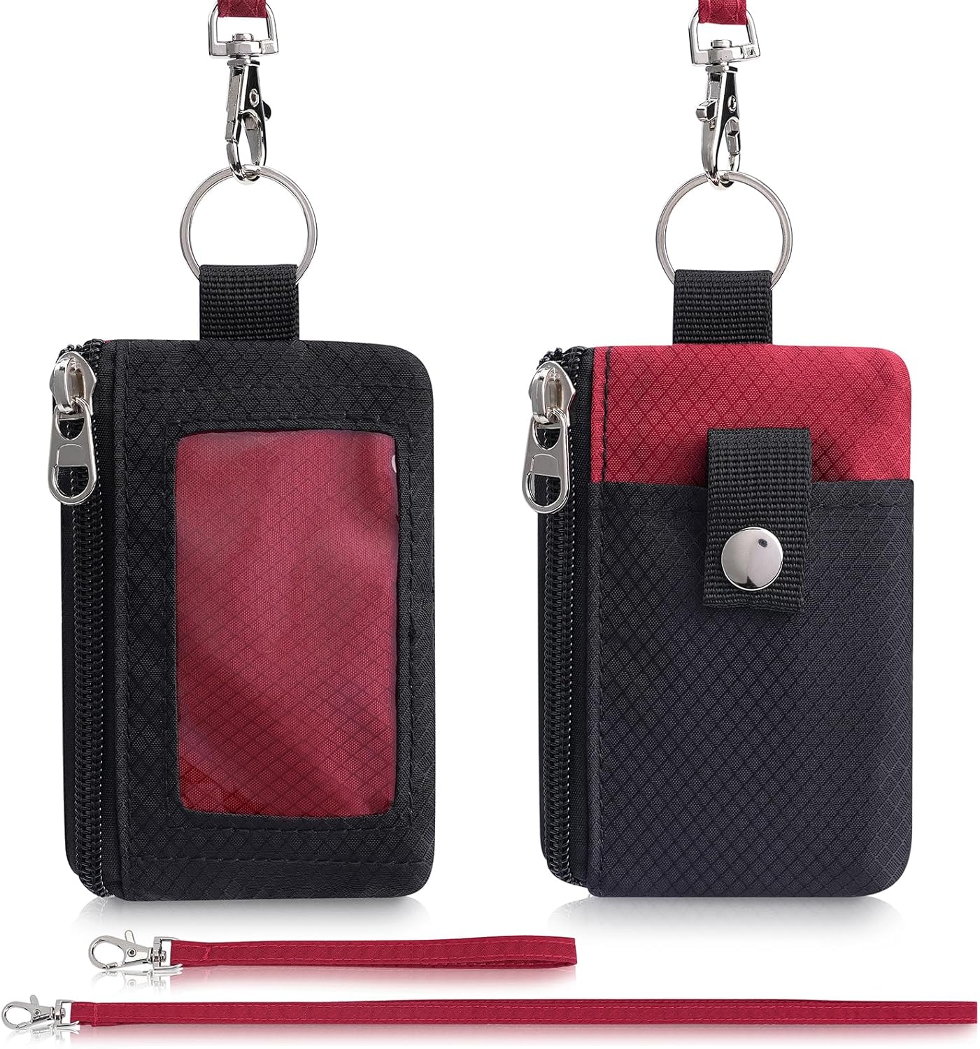 Minimalist Wallet For Mens Womens, Keychain RFID Blocking Zipper Small Wallet with ID Window 2 Lanyards,Water Resistant Travel Cash Card Coin Case Boys Girls - Image 7