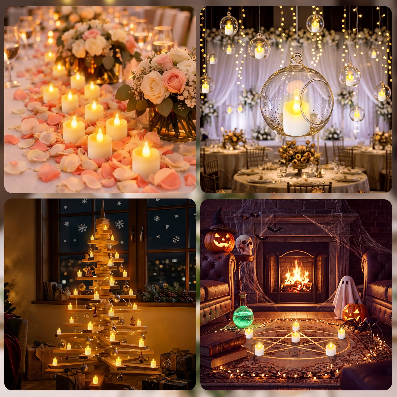 Ollny 12 Stück LED Teelichter Wiederaufladbar mit Timer & Fernbedienung | 5 Stufen Dimmbar, lange Akkulaufzeit, Elektrische USB LED Kerzen für Hochzeit, Laternen, Tisch Deko zu Weihnachten, Halloween
