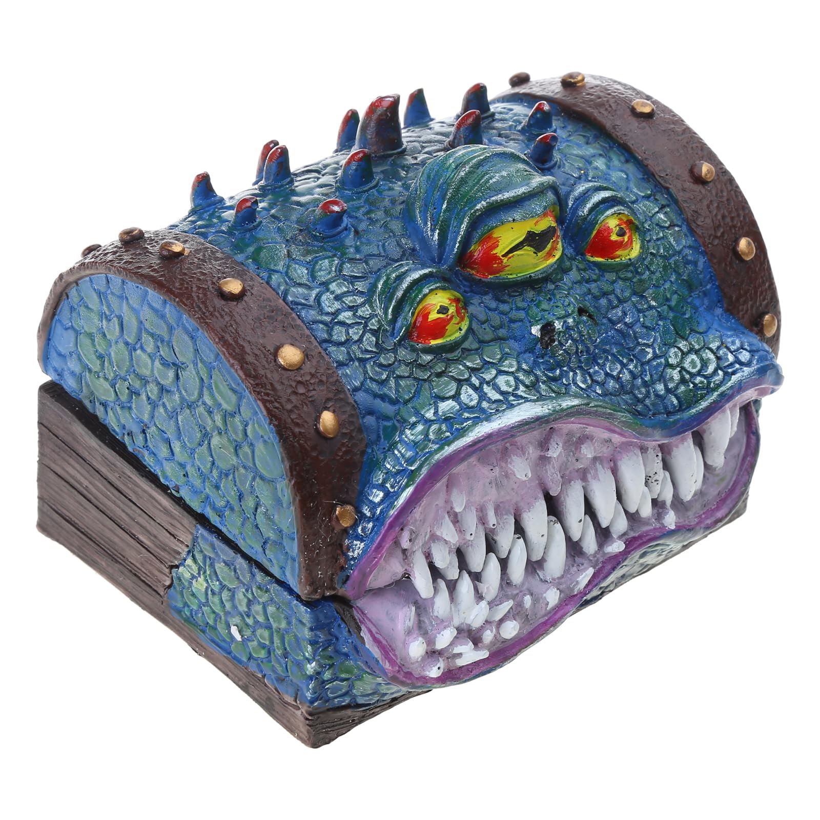 Huanizi Blue Mimic Chest Rpg Dices Box For Polyhedral Dices Roleplaying Tabletop Gaming Monsters Organizer Home Decorations Gift Dices Organizer
